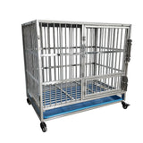 Stainless steel dog cage indoor foldable portable medium and large dog pet cage with tray square tube dog cage breeding