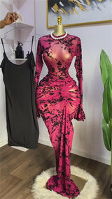 CM.YAYA Women Long Sleeve Stacked Mesh with Lining Bodycon Cocktail Long Dress 2025 Autumn Evening Birthday Sexy Party Dresses