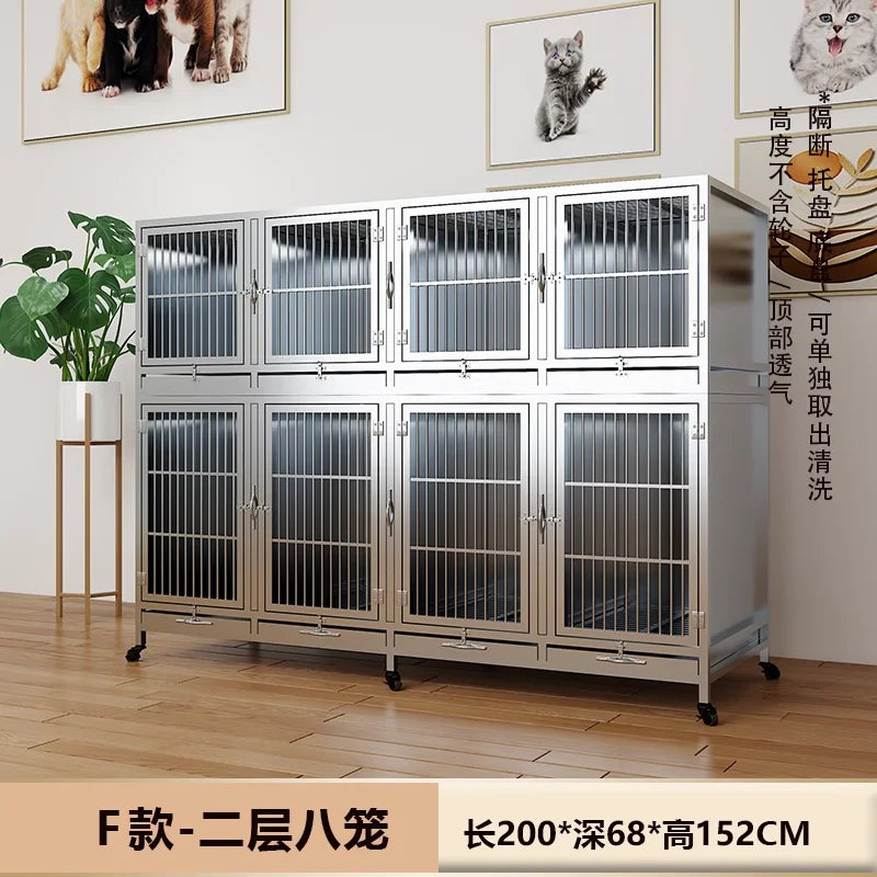 Stainless steel dog cage bold multi-layer pet display cage small dog outdoor display cabinet pet store foster cage