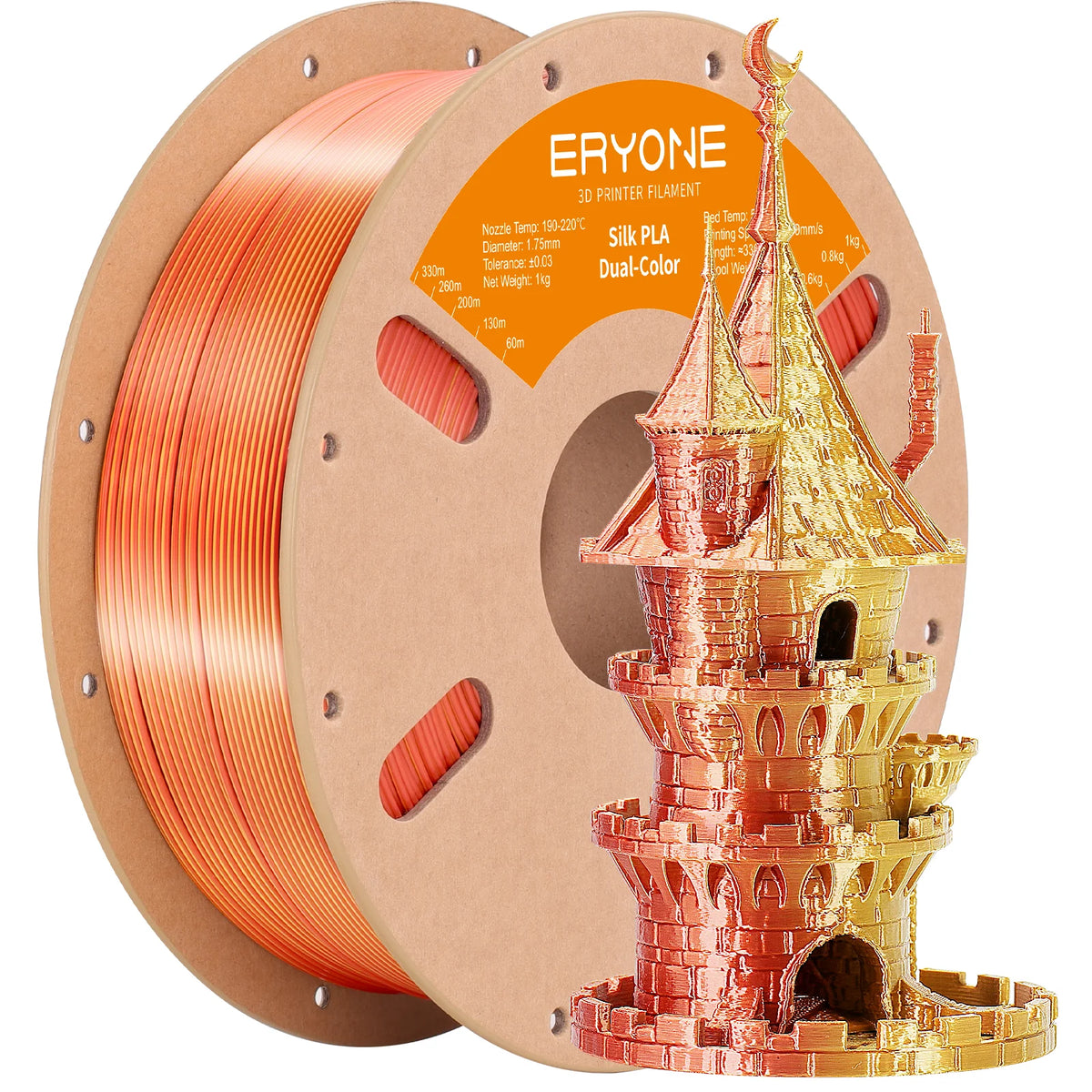 ERYONE 3/5/10KG Dual Color Silk PLA Filament 3D Print,Multicolor Available,Diameter:1.75mm,Tolerance:+/-0.03mm,1KG/Spool