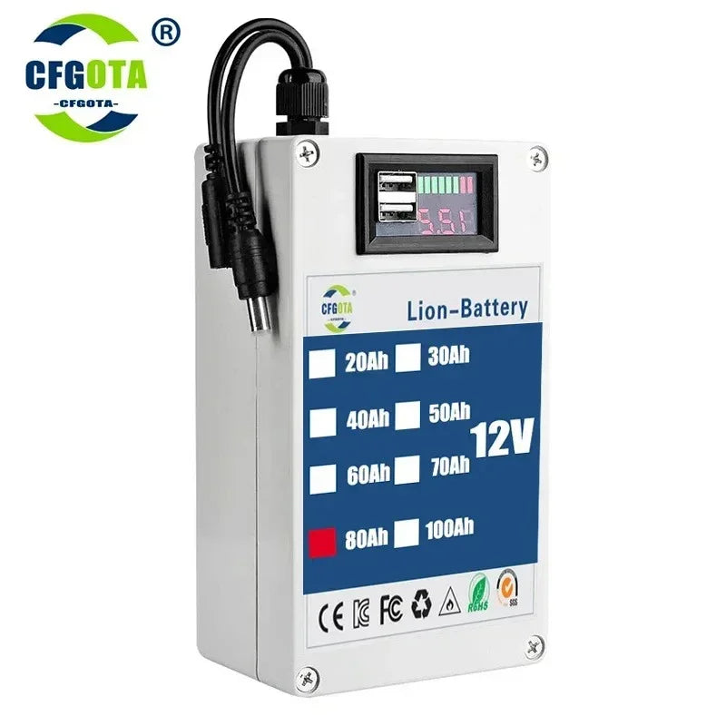 DC 12V 100Ah Lithium-ion Rechargeable Battery Is A Large Capacity and Multi-purpose Rechargeable Battery Power Bank