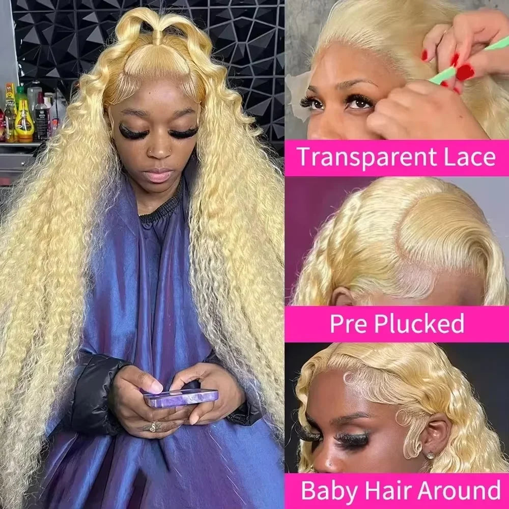 30 32 Inch 613 Loose Deep Wave 13x6 HD Lace Frontal Wigs Curly Brazilian Human Hair Honey Blonde Water Wave Lace Front Wigs