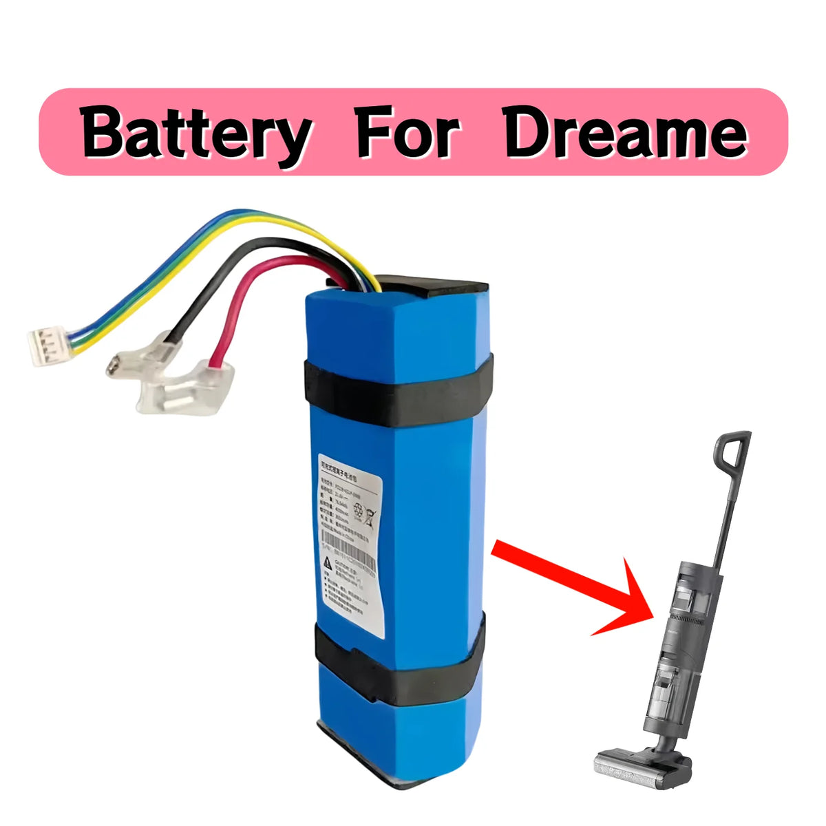 For Dreame H11 / H12 / HHR21A Cordless Floor Washer Parts Replacement Battery Pack 21.6V 2500mAh Model：P2124-6S1P-SCA