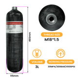 TUXING 4500Psi 300Bar 3L Carbon Fiber Cylinder High Pressure Tank Charging Regulator Fill Station Dual Gauge Valve M18*1.5