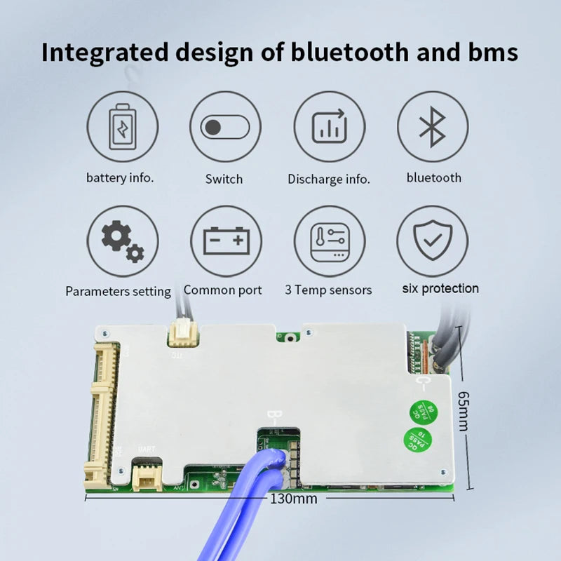 JBD Smart BMS 6S 8S 10S 12S 14S 15S 16S 18S 20S 21S 22S Li-ion BMS Lifepo4 100A 80A 50A 40A 24V 36V 48V 60V Built-in BT With NTC