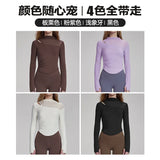 Top with Chest Cushion for Autumn and Winter, Slim Fit and Slimming, Sports Long Sleeved T-shirt for Women, Outdoor Fitness Top
