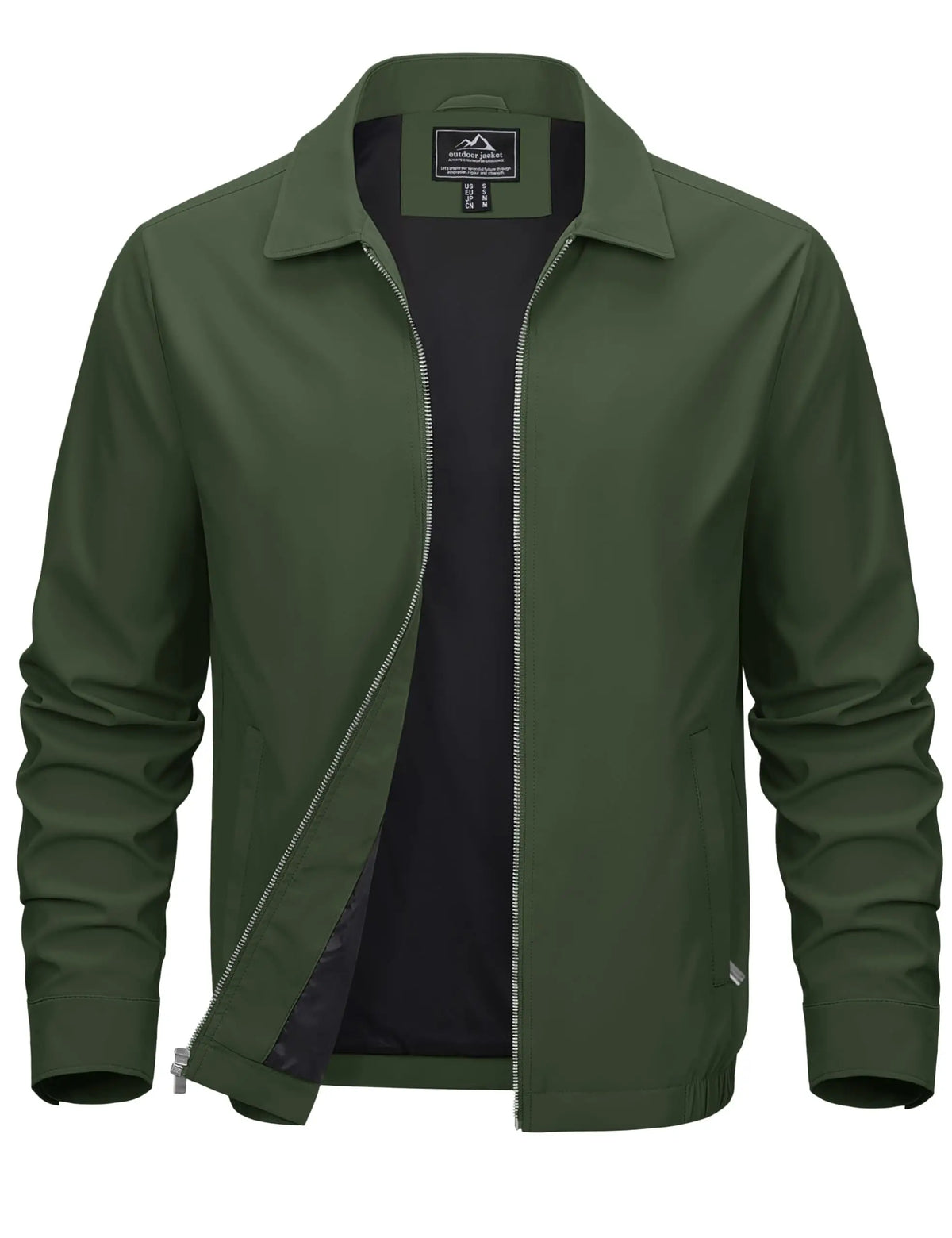Men's Lightweight Windbreaker Jacket Full Zip Casual Jacket Water-Repellent Coat with Zip Pockets Golf Work Outdoor