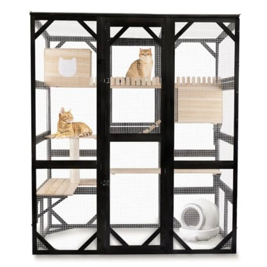 Large Catio Outdoor Cat Enclosure Window 73 H Walk-in Cat House Kitty Cage for Multiple Indoor Outdoor Cats Outside Patio with