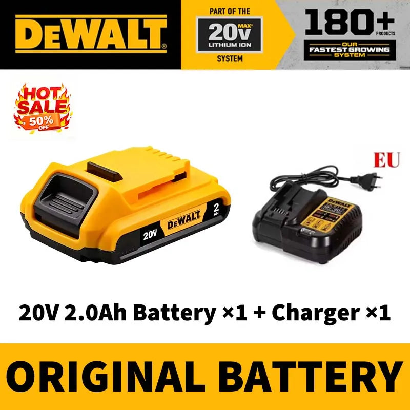 100% Original Dewalt 20V Battery 2AH 9AH Li-Ion Replacement Battery Charger Combo DCB202 DCB609 DCB209 DCB206 Power Tool Battery
