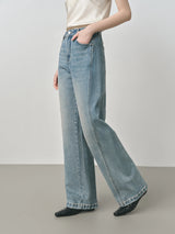 FSLE Retro Raw Denim High-waist Straight-leg Jeans Women's 2025 Early Autumn New 3D Cut Slimming Jeans 25FS13104