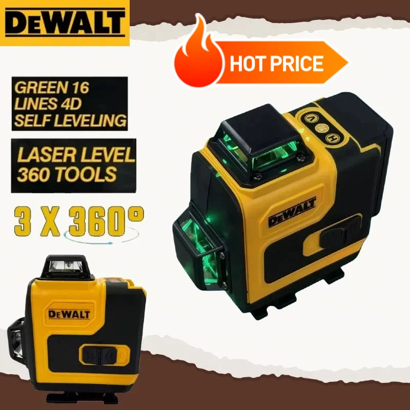 Dewalt 16Lines Rechargeable Professional Meter Laser Level 3 Sides*360 Degree Vertical Horizontal Green Light For Dewalt  20V
