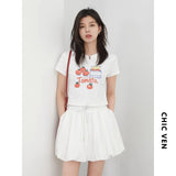 CHIC VEN Fashion Women T-Shirts Cool Sunscreen Printed Short Sleeve Tees Antibacterial Quick Drying Top for Girl Summer 2025
