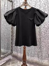 Vintage Simple Tshirts for Women Summer T-shirts Puff Sleeve O-neck Tees All Match Tops Fashion Sweet White Tees 2026 Ropa Mujer