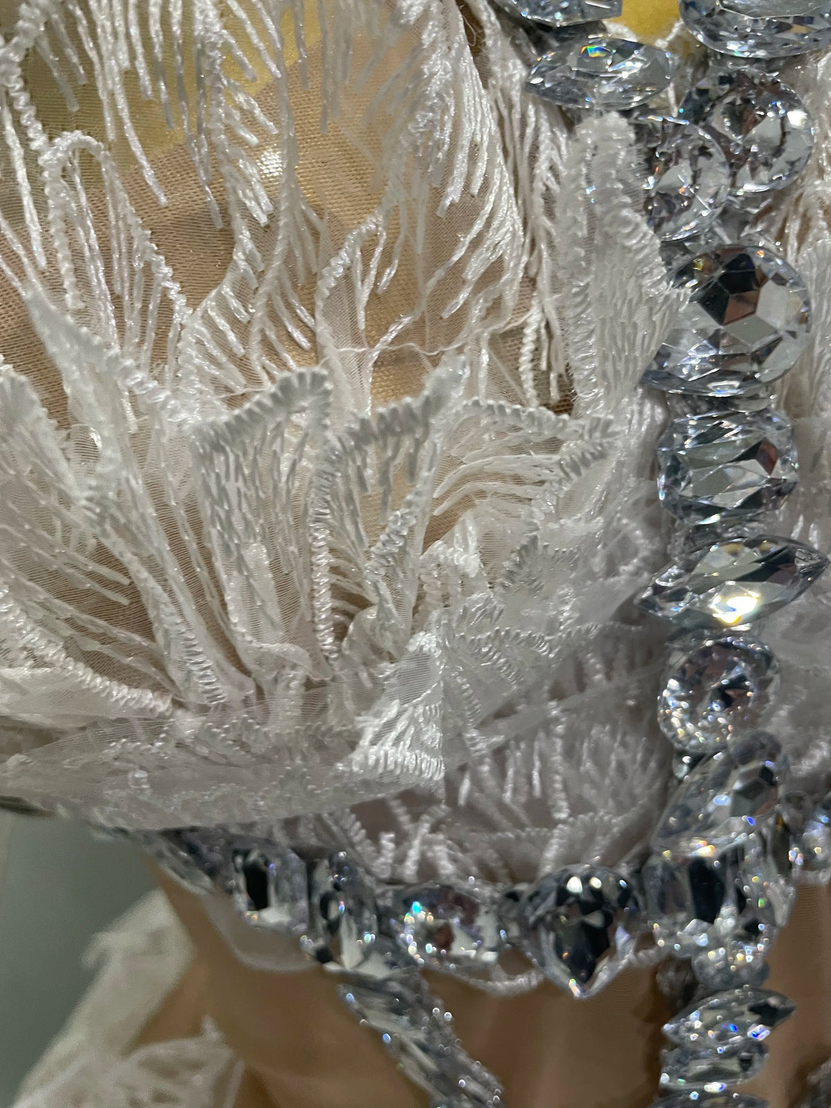 Sexy Shining Gold Crystal Transparent Wings Mini Dress 2025 Women Birthday Party Bar Nightclub Singer Stage Performance Costume