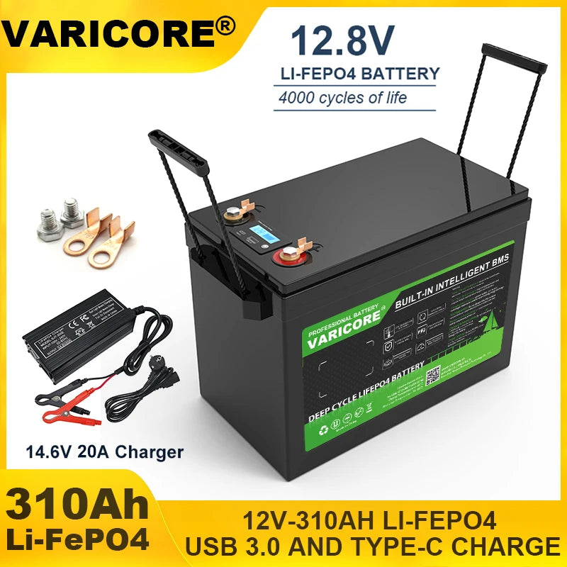 VariCore 12V/24V/36V/48V 360Ah 340Ah 180Ah 100Ah 120Ah LiFePO4 Battery for 4s 8s 10s 16s Solar Touring Car Golf Cart Duty-free