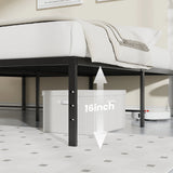 JHK Metal Platform 16IN Tall Basic Bed Frame Sturdy Steel Heavy Duty with Storage Space Bedroom Frames Slat Support For Home