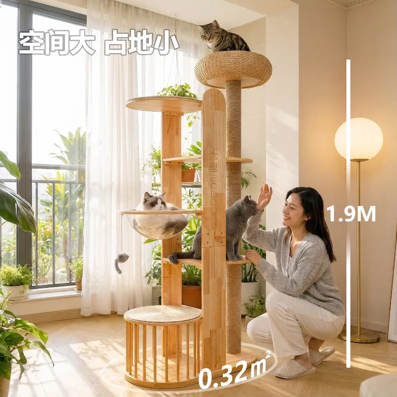 Nordic High-End Cat Tree with Capsule Space Saving Large Cat Scratcher Solid Wood Furniture & Scratchers casitas para gatos FYCT