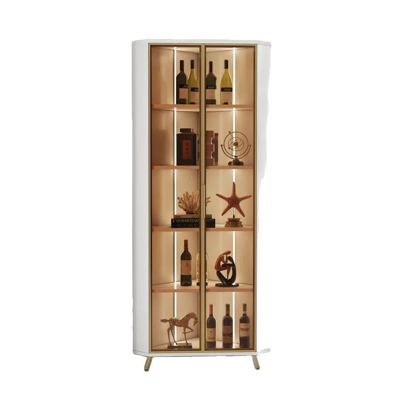 Corner Cabinet with Light Solid Wood Living Room Corner Corner Cabinet Display Bookcase Storage Triangle Cabinet Dining
