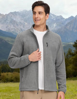 Pioneer Camp Fleece Jacket Men Full Zip Polar Lightweight Windproof Casual Soft Warm Outwear Outdoor Coat with Chest Pocket