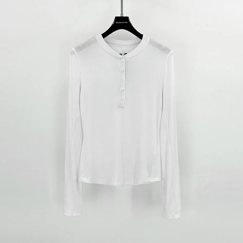Owen Seak Women Cotton Tee Gothic High Street Bottoming Shirts Clothing Autumn Black Sweater Slim Women Coats Long Sleeves Shirt