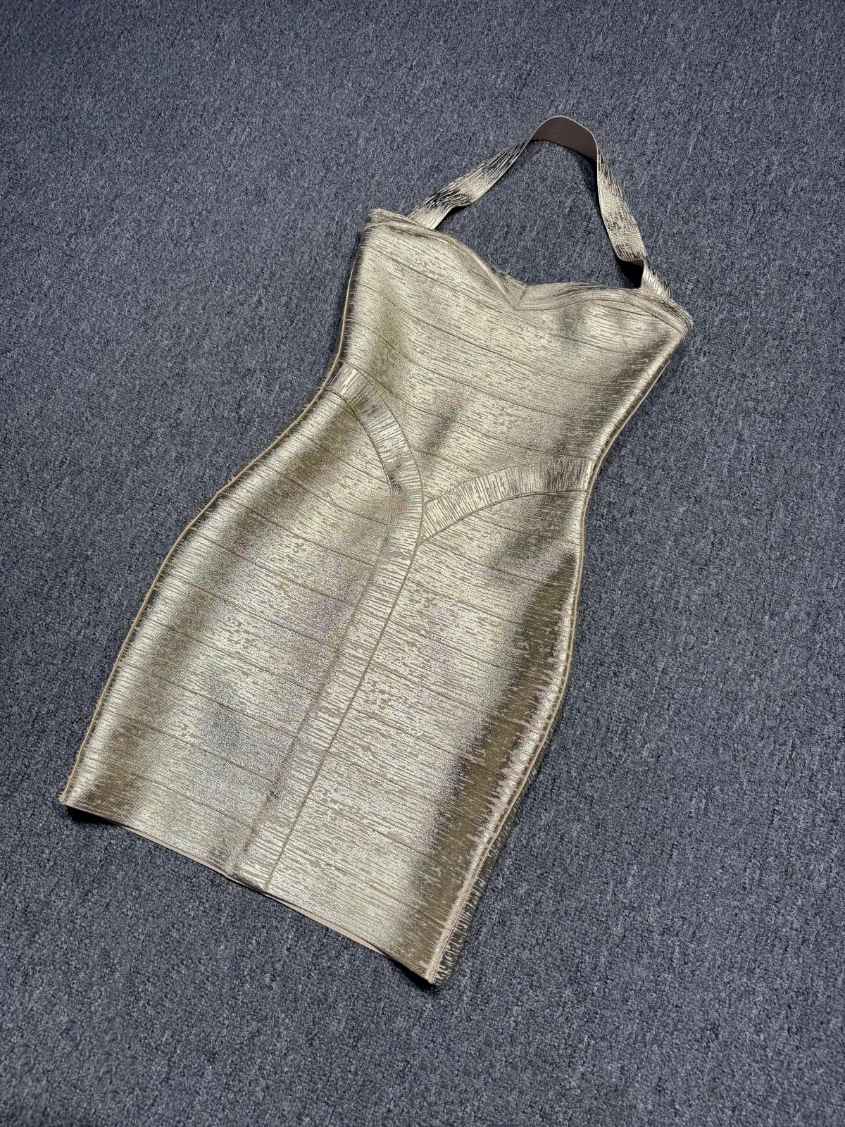 Real Photos Women Gold Bronzing Bandage Dress Bodycon Mini High Street Evening Club Party Homecoming Dress Wholesale Dropship
