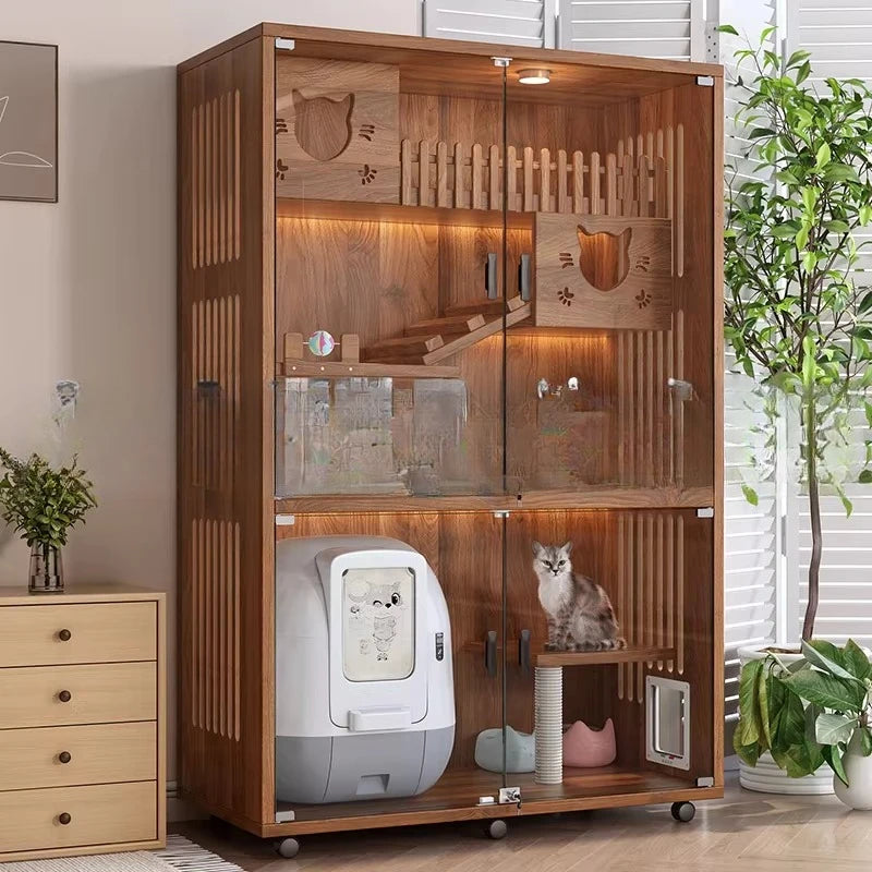 cat cage home indoor cattery cat cabinet discharge automatic litter box custom villa
