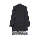 2025 New Fashion Lace Splicing Short Dresses for Women Long Sleeve Blazer Style Mini Dress Woman Chic Elegant Office Dress