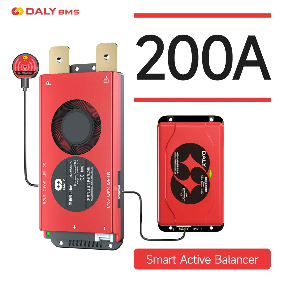Daly Smart BMS Smart Active Balancer Lifepo4 4S 12V 8S 24V 10S 13S 16S 48V 40A 100A 200A 250A BMS Li-ion 3.7V 3.2V BMS RS485 CAN