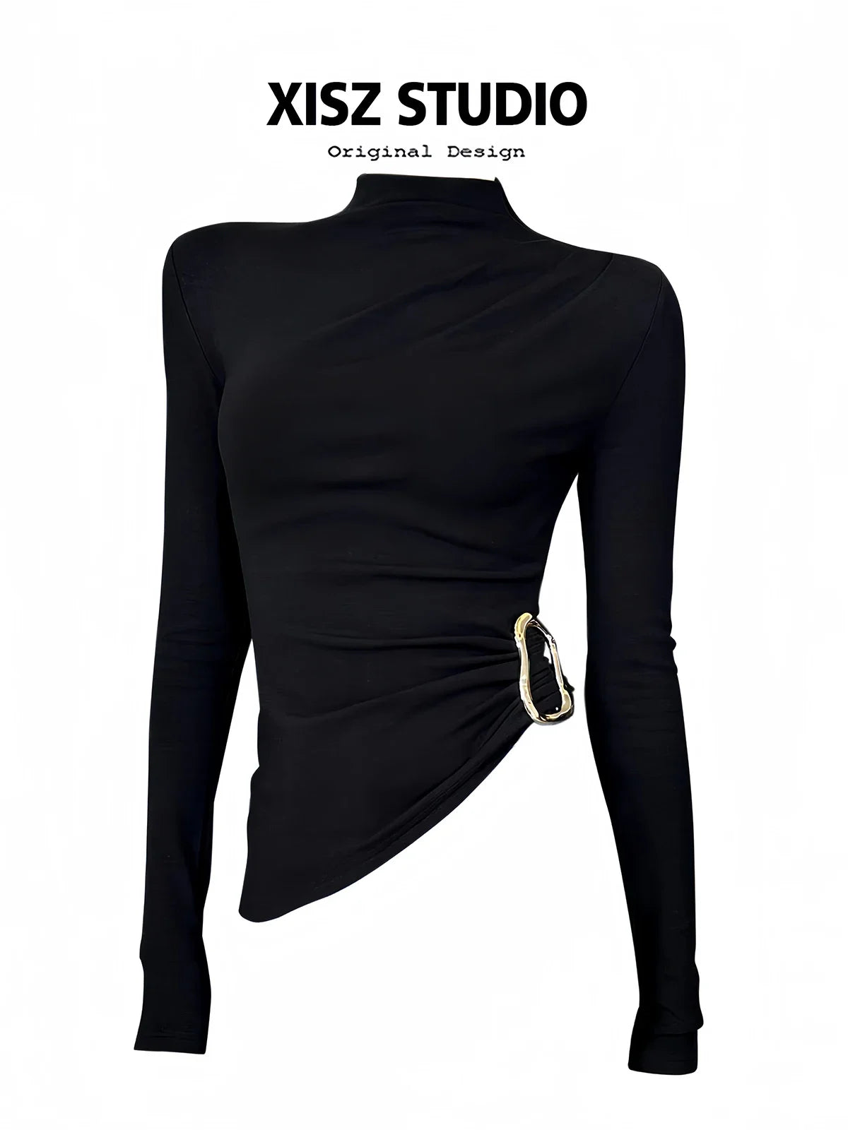 Women Black GothicT-shirt Harajuku Y2k Tee Top 90s Vintage Long Sleeve Turtleneck T-shirts Emo 2000s Clothes 2025 Autumn