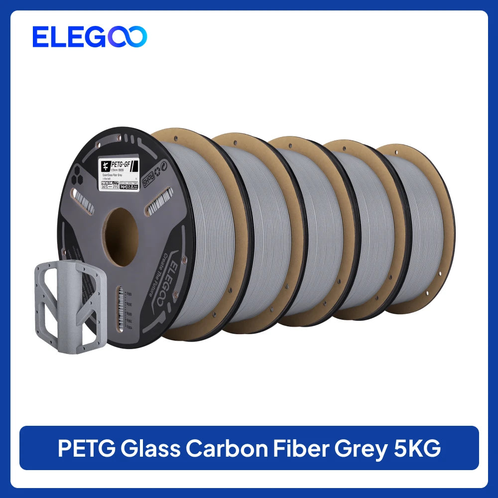 ELEGOO Glass Fiber PETG-GF Filament 1.75mm Gray White Black 1KG/2KG/5KG/10KG For US EU