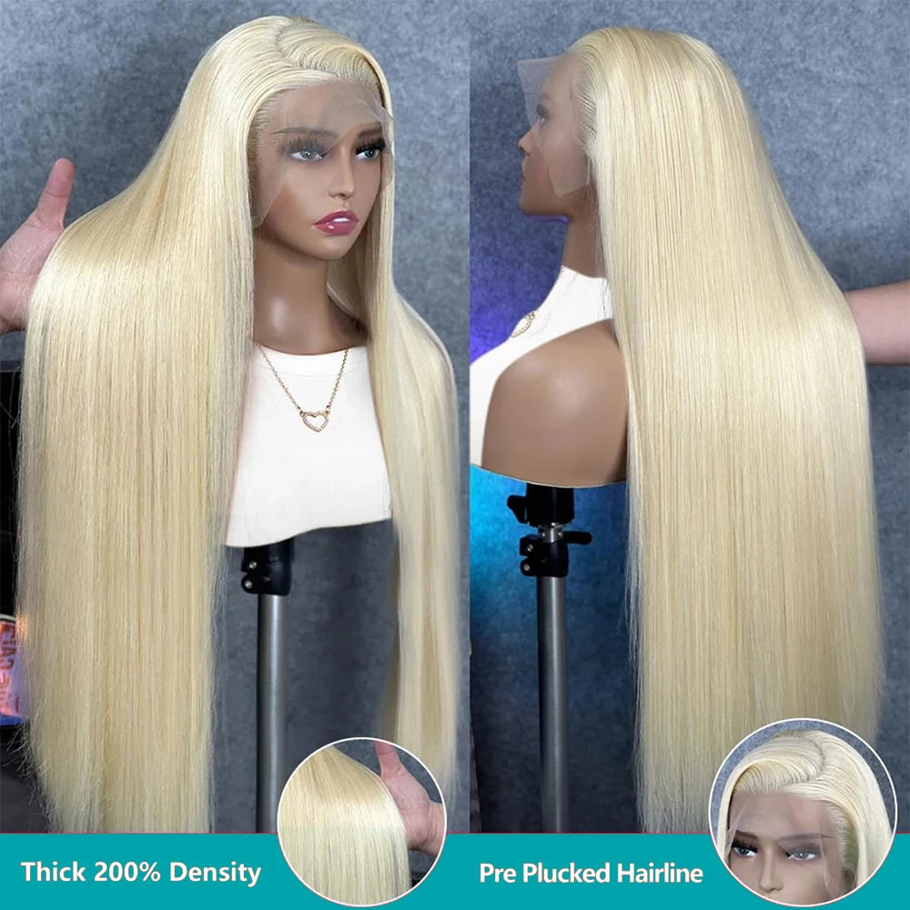 13x4 13x6 HD Transparent Full Lace Frontal Wigs 613 Blonde Colored