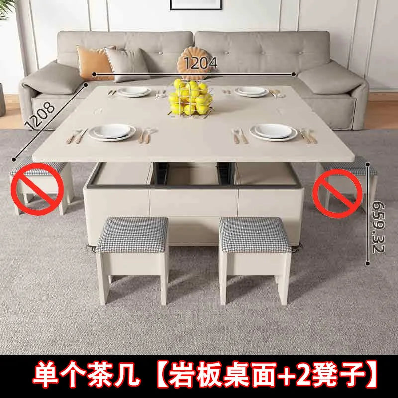 Multifunctional coffee table folding lifting dining table household small apartment dining table living room simple storage tabl