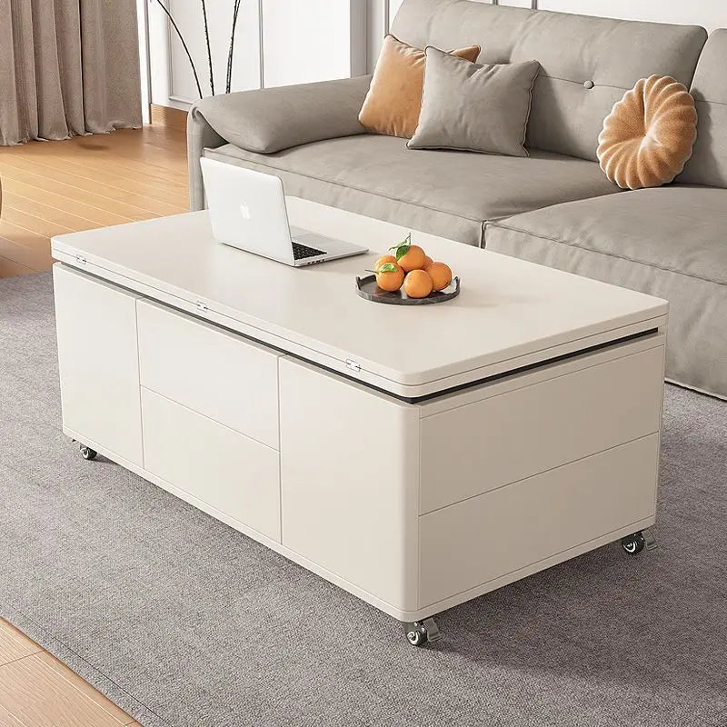 Multifunctional coffee table folding lifting dining table household small apartment dining table living room simple storage tabl