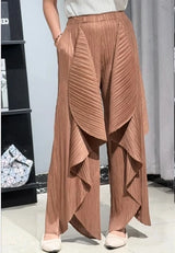 Miyake Pleated T-Shirt 2026 Summer New Irregular Sleeveless Top Simple Casual Fashion V-Neck Fold Vest Commuter Women's Clothing