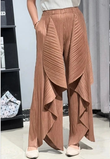 Miyake Pleated T-Shirt 2026 Summer New Irregular Sleeveless Top Simple Casual Fashion V-Neck Fold Vest Commuter Women's Clothing