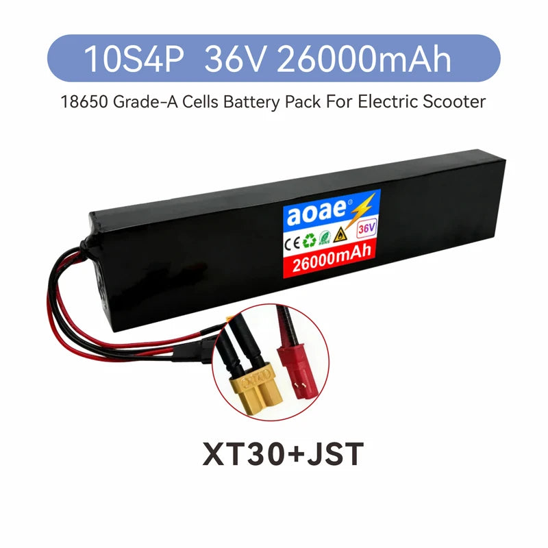 36V 10S4P 14Ah Grade A 18650 Lithium Battery Pack with BMS XT30/JST Connector, Long Range Scooter Battery for M365 500W-1000W