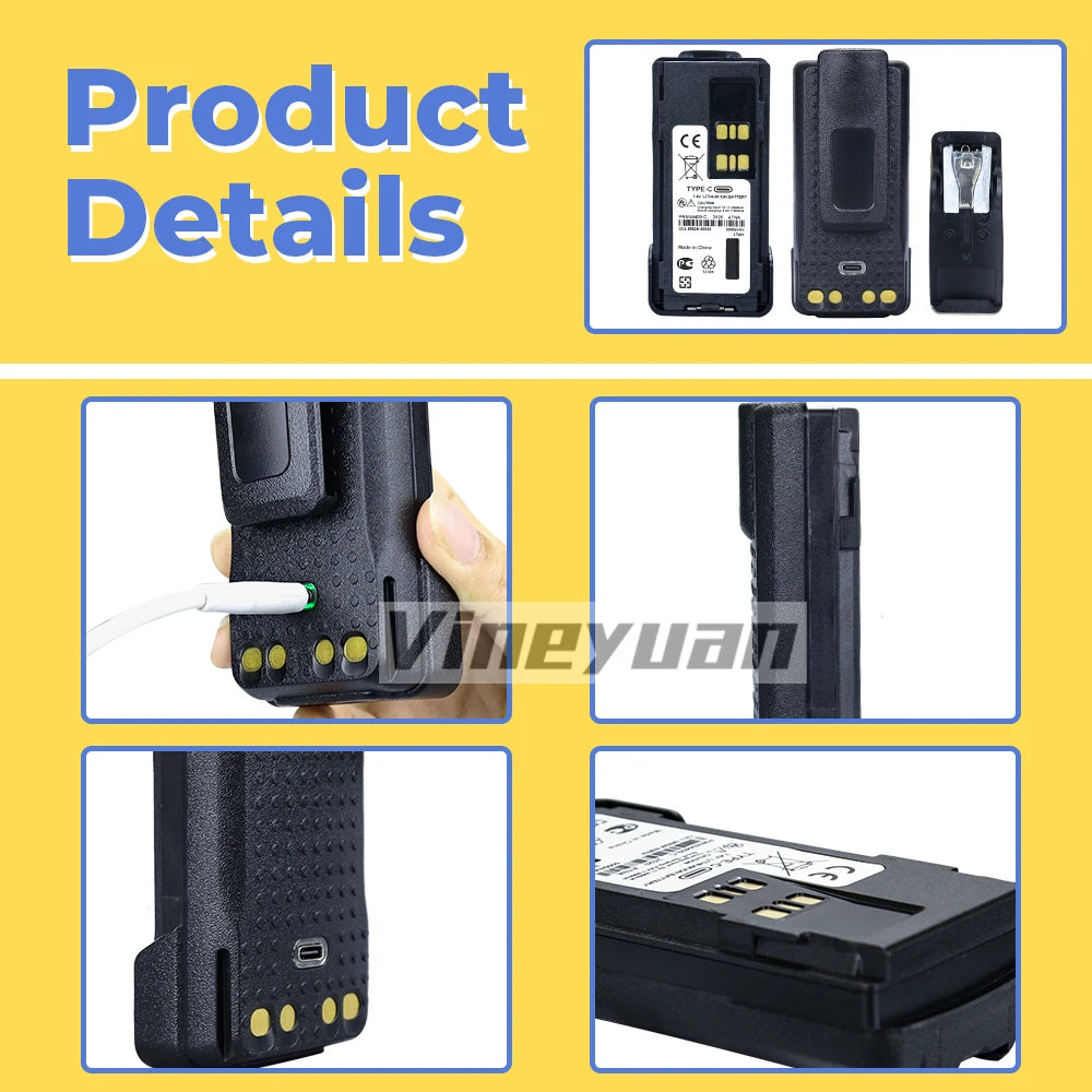 5000mAh PMNN4409AR Type-C USB Replacement Battery for Motorola APX4000 XPR3500 XPR7380 XPR7550 GP338D+ XIR P8660i Two Way Radios