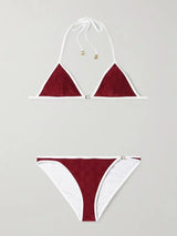 2025 Summer New Women's Classic Black and White Color Blocked Simple Strap Split Bikini