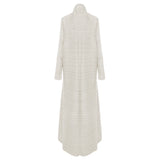 Miyake Pleated Turndown Collar Long Sleeve Cardigan Dress Long Coats Women New Abaya Fashion Solid Loose Large Size Clothes