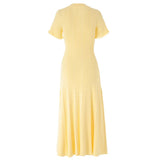Summer Elegant Lady Knitted Single Breasted Long Dresses Women Solid Short Sleeve O Neck Button Bodycon Party Female Vestidos