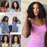 250% Density Burmese Short Curly Bob 13x4 HD Lace Front Human Hair Wigs Pre Plucked Deep Wave Glueless Lace Frontal Wigs Women