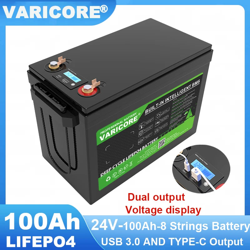 VariCore 12V/24V/48V 360Ah 340Ah 180Ah 150AH 100Ah LiFePO4 Battery 12.8V Lithium Iron Phosphate for EV RV Golf Cart Solar Wind