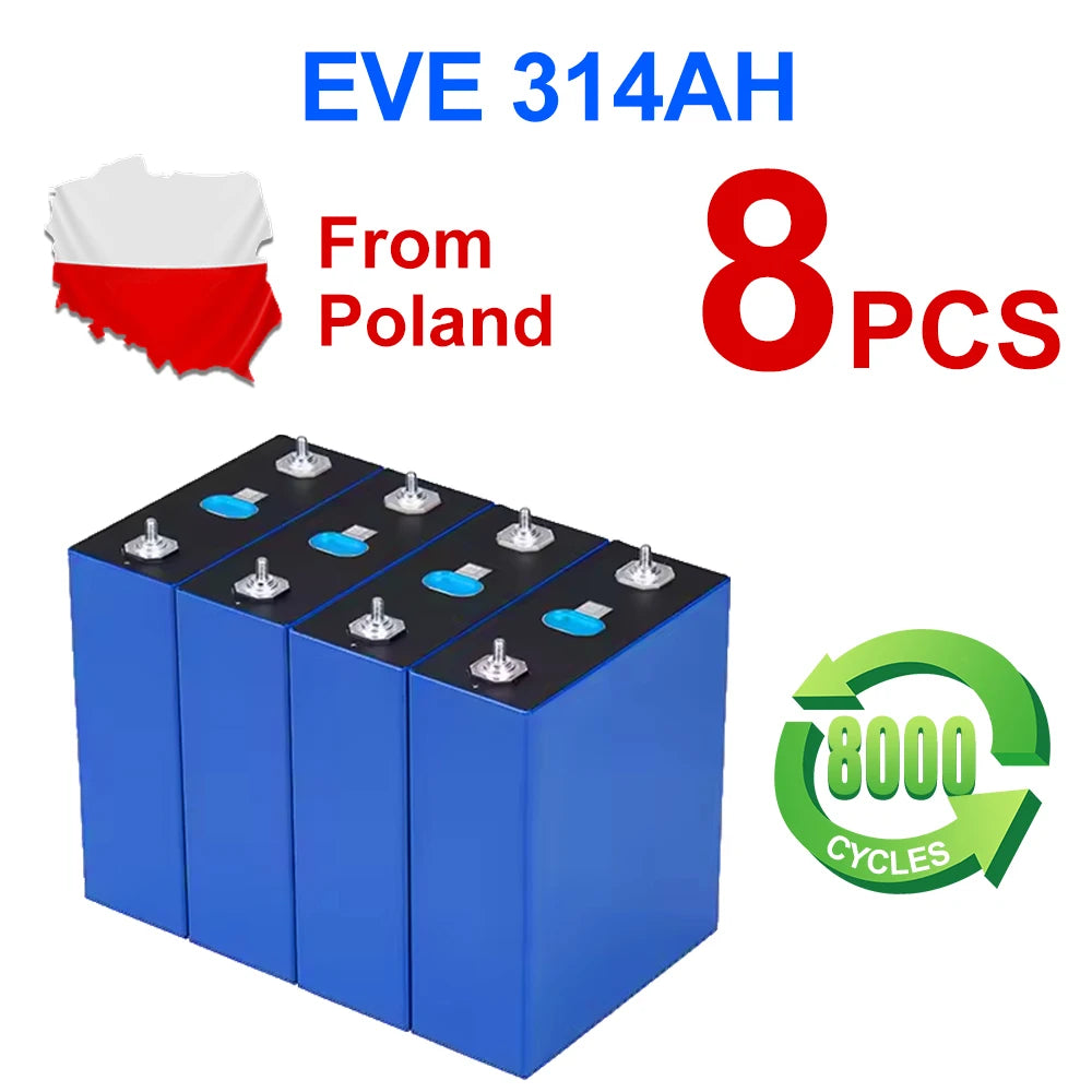 EU Stock Lifepo4 MB31 EVE314 320AH Grade A 12V 24V 48V 96V Battery DIY Pack 8000 Cycles Tax Free 3-5 Days Delivery DIY Solar