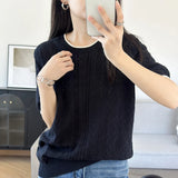 WinvyNee Summer Women‘s T-Shirt 100% Cotton Pullovers Sweaters Top Short Sleeve O neck Solid Knitwears Tops Spring A1002024