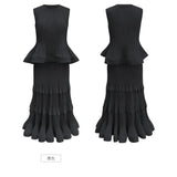 Pleated T-Shirt Top 2026 Summer New Ruffled Sleeveless Vest Simple Elegant Fashion Cake Skirt Elegant Women Travel Outfit