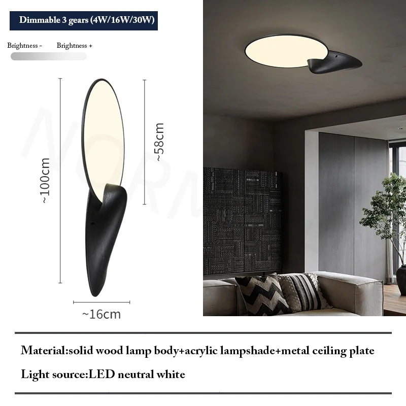Modern New Chinese Style Led Ceiling Light Living Room Bedroom Master Light Wabi-Sabi Style Antique Solid Wood Home Appliance