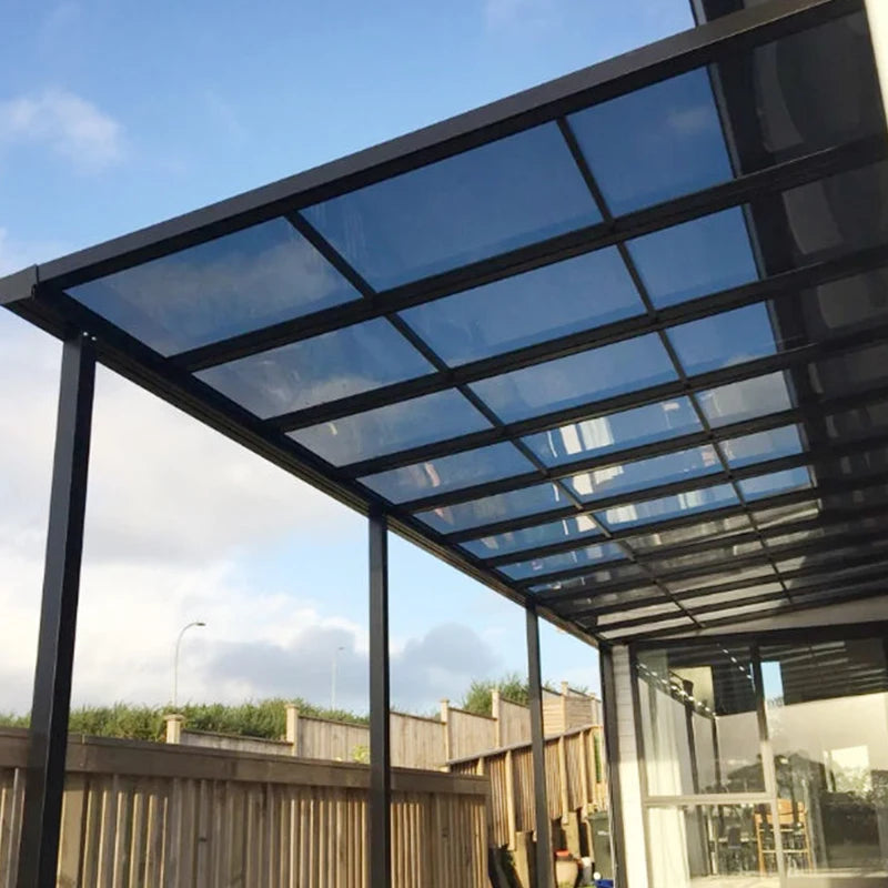 Curved Aluminum Awning with Polycarbonate Roof UV Protection Sun Shelter for Patio Entrance Villa