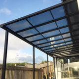 Curved Aluminum Awning with Polycarbonate Roof UV Protection Sun Shelter for Patio Entrance Villa