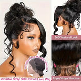 Invisible Strap 360 Full Lace Wig Body Wave 360 Hd Lace Wig 220% Density Natural Color Loose Body Wave Brazilian Human Hair Wigs
