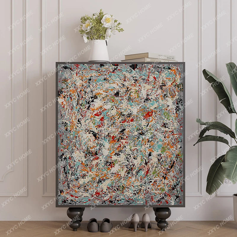 Modern simple household door-to-door solid wood storage shoe cabinet